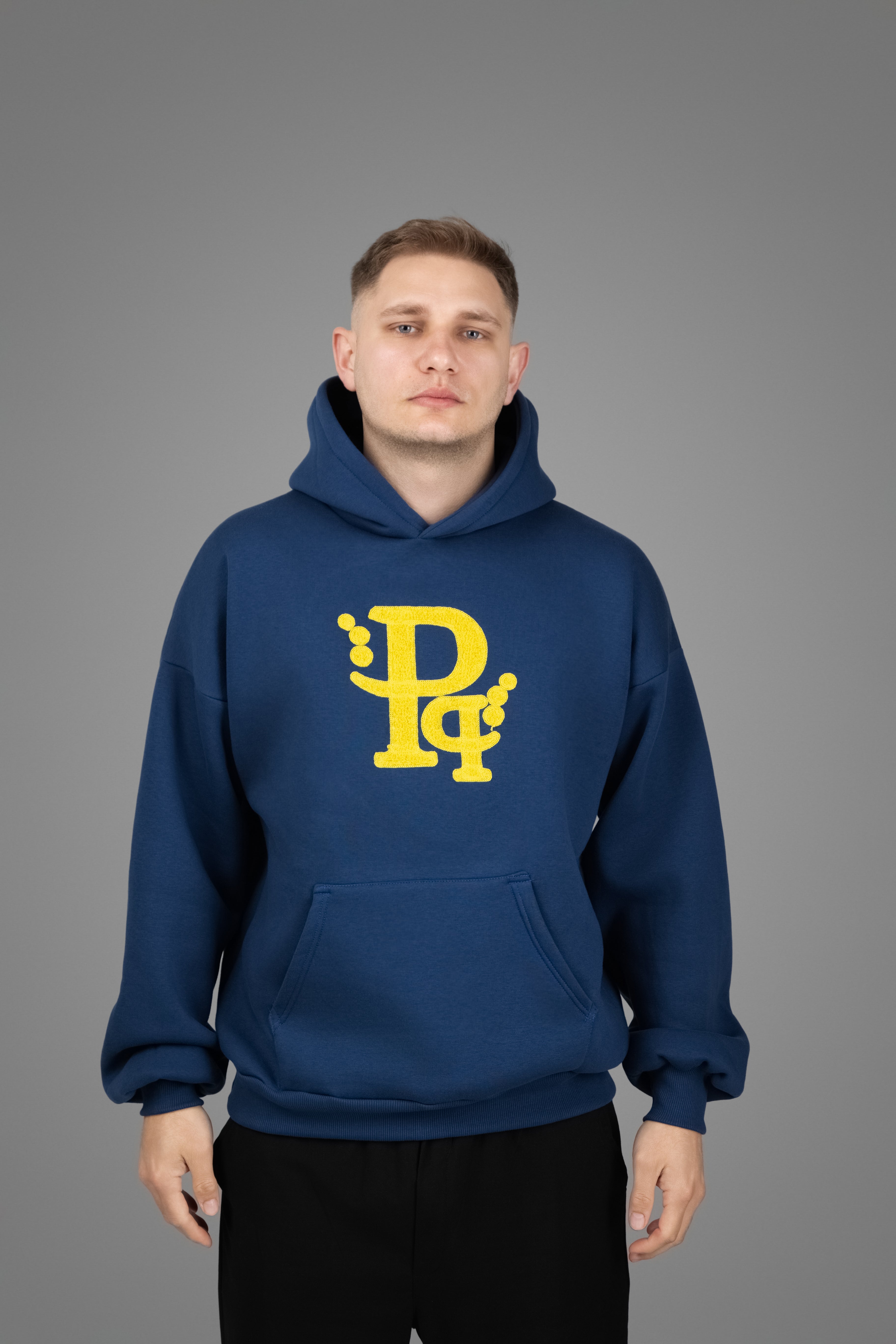 Blue Maren Φούτερ Hoodie με κίτρινο κεντητό Λογότυπο “Pq”