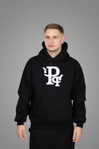 Μαύρο Φούτερ Hoodie με λευκό κεντητό Λογότυπο “Pq”