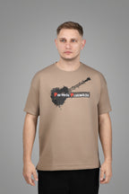 T-Shirt with Guitar “Pantelis Pantelidis” Beige-Brown