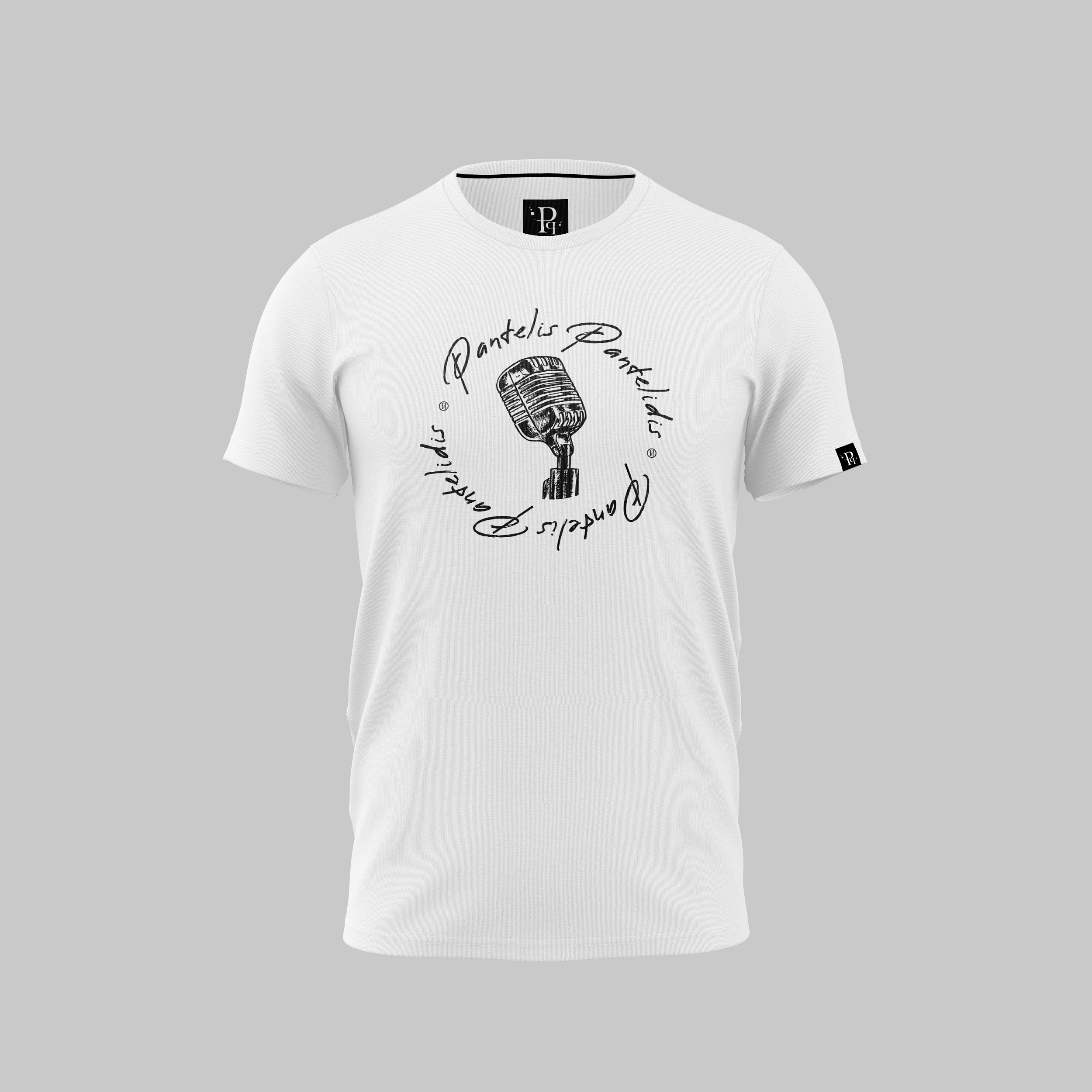 Unisex T-Shirt Logo Microphone "PANTELIDIS"- White